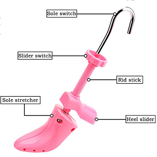 Minerva Shoe Stretcher for Women High Heel Shoes, Tough Plastic Shoe Trees for Women Shoes Width and Length - 2 Way Adjustable Shoe Shaper (Women's Size 5-9) - Thumbnail 4