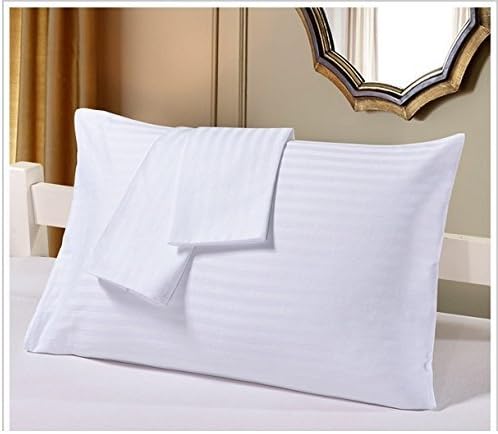 Set of 2 - Toddler Travel Pillowcase 700 Thread Count 12"x16" Size, White Striped, with 100% Egyptian Cotton