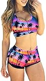 TOP HERE Women's Bandage Sporty Bathing Suit Boyleg Short Bikini Swimsuit