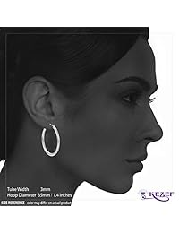 Kezef Creations Sterling Silver Polished Round Tube Hoop Earrings 3mm - Secure Click top Closure