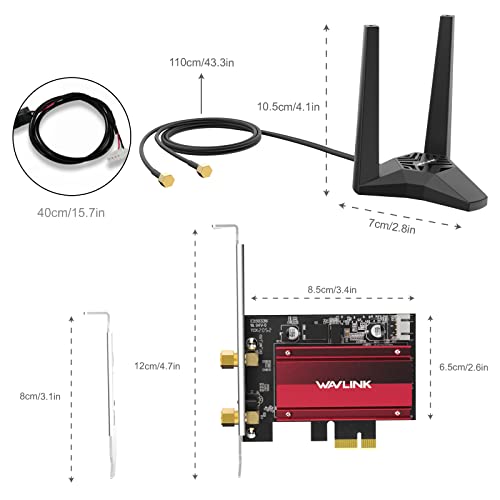 AX5400 WiFi 6E WLAN PCIe Card for PC with Bluetooth 5.3, WAVLINK 5378 Mbps Tri Band WiFi 6E PCIe WLAN Card, Intel WiFi 6E Chip, WPA3, Magnetic Base Antennas for Windows 11/10 (64 Bit) Desktop PC