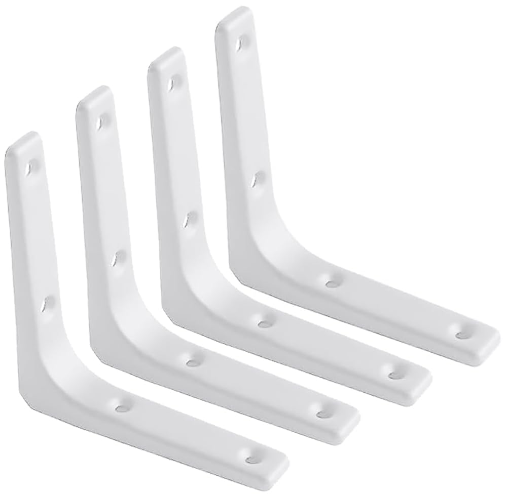ZiYuya 4PCS Shelf Bracket, Right Angle Corner Brackets Heavy Duty Shelf Support L Bracket for Shelf, Wall Corner Hanging Brace Angle Shelving Shelf Brackets (White, 3 Inch)