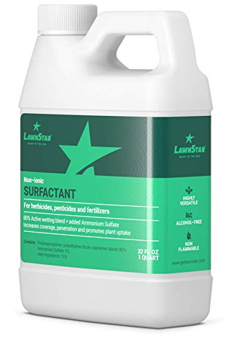 LawnStar Non-Ionic Surfactant + 5% AMS for Herbicides, Pre-Emergents & Fertilizers (32 OZ) - Increase Coverage, Penetration, Prevent Rolloff and Maximize Product Performance - American Made