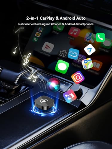 2026 New Wireless CarPlay Adapter & Android Auto Dongle– Converts Wired CarPlay to Wireless, Plug & Play, Auto Reconnect, Dual-Band 2.4G/5G, Lag-Free, USB-A&C Adapter Included