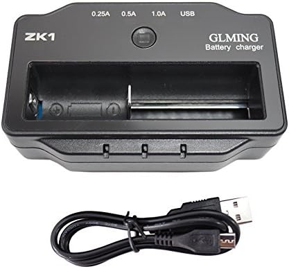 GLMING ZK1 Lithium Battery Charger, Single Slot Multi-functional Charger for 10440 14500 14650 16340 16650 17650 17670 18350 18490 18500 18650 3.7V 4.2V Rechargeable Battery