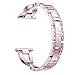 Aiiko Band Compatible with Fitbit Versa/Versa 2/Versa Lite,Fashion Design Stainless Steel Metal Smart Watch Band Bracelet with Crystal Rhinestone Diamond Bling Replacement for Fitbit Versa (Rose Pink)
