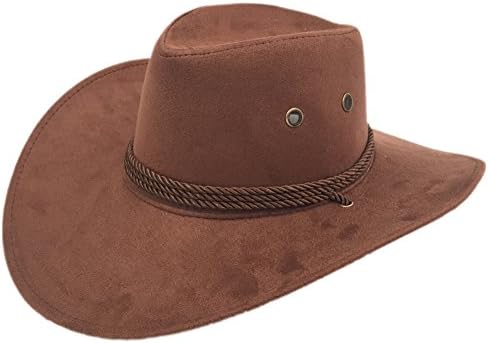Sandy Ting Men's Outback Faux Felt Wide Brim Western Cowboy Hat (Coffee)