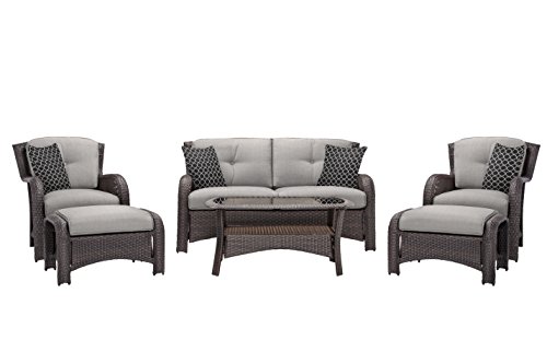 Hanover Outdoor Strathmere 6-Piece Lounge Set, Silver Lining
