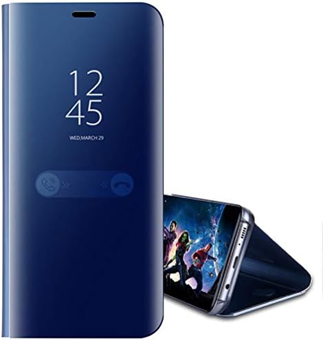 ATRAING Galaxy S10e Case, View Flip Case with Kickstand Luxurious Mirror Electroplate Shiny Flip Translucent Stand Cover (Blue)