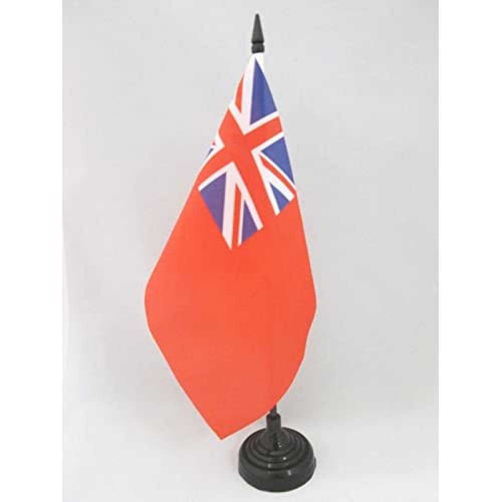 AZ FLAG United Kingdom Red Ensign Table Flag 5'' x 8'' - British Office Decoration 100% Polyester 21 x 14 cm - Mini Desk Flag with Pole and Black Plastic Base