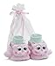 Bearington Baby Lil’ Hoots Plush Stuffed Animal Pink Owl Sock Top Slipper Booties