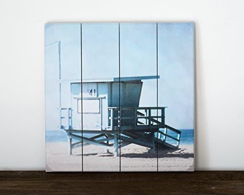 Lifeguard Stand Picture 13x13 inch Ready to Hang Square Wood Plank Art