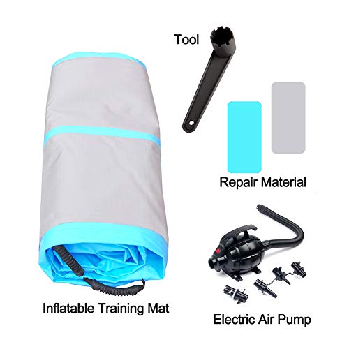10ft Air Track Floor Tumbling Gym Mat | Airtrack Fitness Flooring Mat | Inflatable Gymnastics Mat | Landing Mat | Exercise Mat | Yoga Martial Arts Mat for Home Outdoor Training Use w/Electric Air Pump