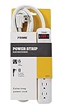 Prime Wire PB801115 6-Outlet Power Strip with 14-3 SJT 8-Feet Cord
