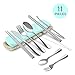 Yoassi 11 Pieces Travel Utensils with Case and Carry Bag, Reusable Stainless Steel Portable Flatware Camping Silverware Cutlery Set Include Knife Fork Spoon Chopsticks Straws and Straws Brush