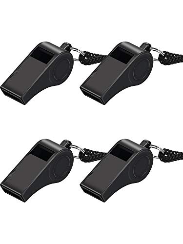 image for Mudder 4 Pack Plastic Sports Coach Whistles with Lanyard(4 Pack)