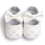 Voberry Baby Girls Stripe Bow Shoes Toddler Princess Flat Leather Moccasins (0~6Month, White)