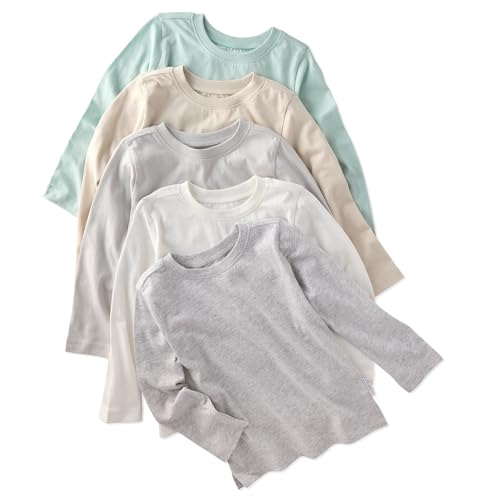 Butterblu London 5-Pack Long Sleeve T-Shirts​ 100% Organic for Boys & Girls, Se…