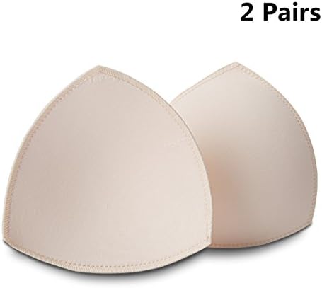 Bra Inserts 2 Pairs,Vekey Removable Bra Pads Bra Extenders Sewed Stitched for Sports Bra / Yoga Bra / Swimming Suits / Bikini / Nursing Bra (B/C Cup, Beige)