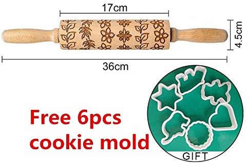 Rolling Pins And Pastry Boards | Christmas Embossing Rolling Pin 35cm Various Patterns Baking Cookies Biscuit Cake Dough Engraved Wood Roller Reindeer Snowflake |Cookie Cutter | By ALILA
