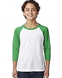 Next Level Big Boy's 3/4-Sleeve Rib-Knit T-Shirt, Large, Kelly / White
