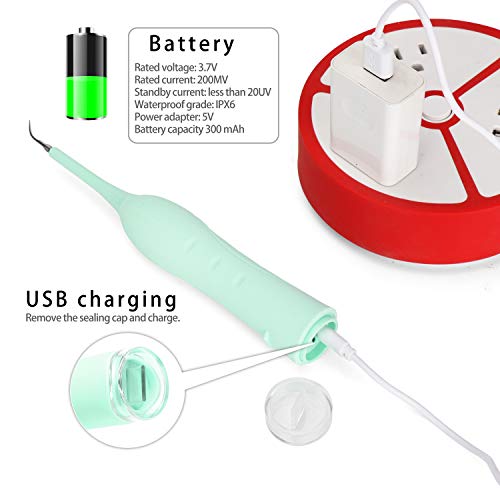 Electric Dental Calculus Remover Plaque Remover for Teeth with Electric Sonic Toothbrush Ultrasonic Tartar Scraper Stain Remover with Dental Picks Mirror(Green) - Thumbnail 5