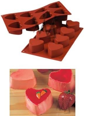 silikomart | SF040 Silikonform für Einzelportionen HEART, antihaftbeschichtet, 6 Herzen, Packung mit 1 Kuchenform, Ø 60 h 35 mm, Made in Italy
