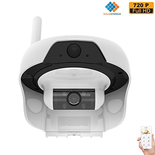 Solar powered wireless wifi security camera 720p cable-…