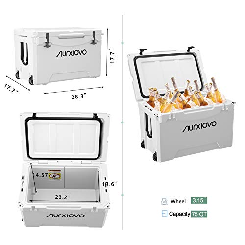 Heavy Duty Ice Chest Nurxiovo 75QT Cooler with Wheels, Keeps Ice up to