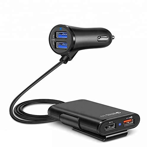 Muvit 36W 8A 4 Port USB QC 3.0 Car Charger Front Back Seat with 6 Feet Extension Cable Muvit 36W 8A 4 Port USB QC 3.0 Car Charger Front Back Seat with 6 Feet Extension Cable