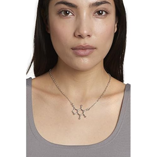 Caffeine Molecule Necklace in Silver Tone Alloy by Silver Phantom Jewelry Clothing, Shoes & Jewelry, Women, Jewelry, Necklaces