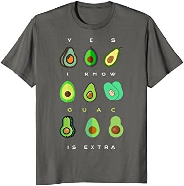 Mens Yes I Know Guac Is Extra Funny Avocado Guacamole T-Shirt 2XL Asphalt