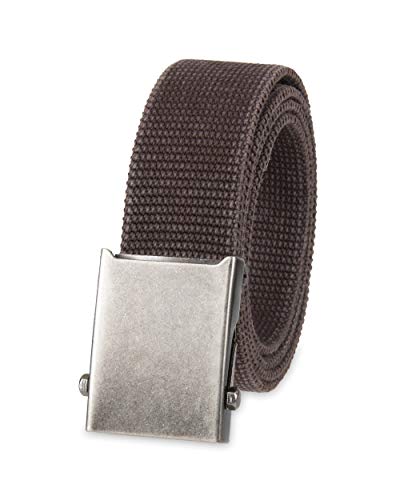 Columbia Hombres Military Web Belt-Ajustable Talla única Correa de algodón y hebilla de placa de metal, Marrón