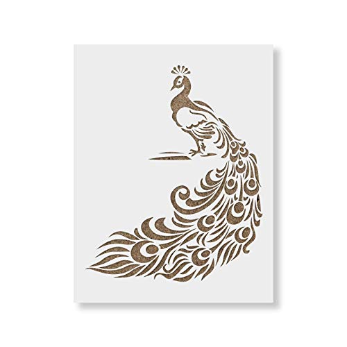 Peacock Stencil Template - Reusable Stencil with Multiple Sizes Available (5"x6")