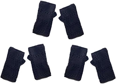 CLEARANCE SALE 3 Sets Open Fleece Lined Half Finger Gloves Fingerless Charm Unique Cute Cool Easter Basket Filler Gift Idea Women Teen Girl Young Ladies Her Female Under $10