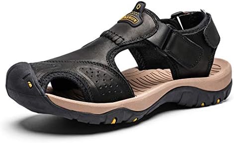 Men Leather Hiking Sandals Athletic Walking Closed Toe Sports Shoes Fisherman Beach Shoes Water Sandals