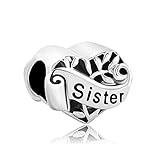 Sister Heart I Love You Filigree Silver Plated Charm New Sale Cheap Jewelry Beads Fit Pandora Charms Bracelet Gifts