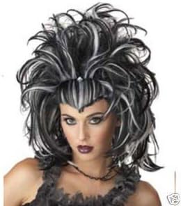 Evil Sorceress Wig ~ Black and White ~ Wicked Witch by Marlowe costumes