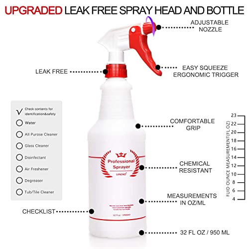Uineko Empty Spray Bottles, Heavy Duty Sprayer, Mist & Stream, 4 Pack photo 11