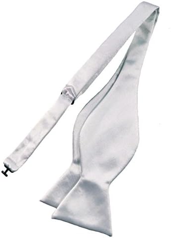 Men's Solid Glossy Self-tied Bow Ties (Silver)