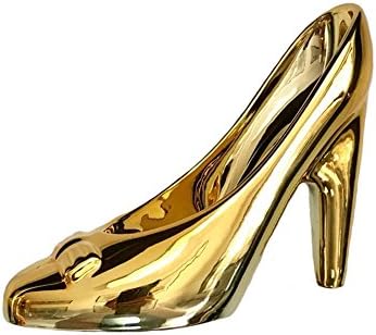 Bowknot Glass Slipper Gold Silver Plated Wedding Party Bridal Girls Gift Shoes Heels Decoration Urchart (Gold Plated)