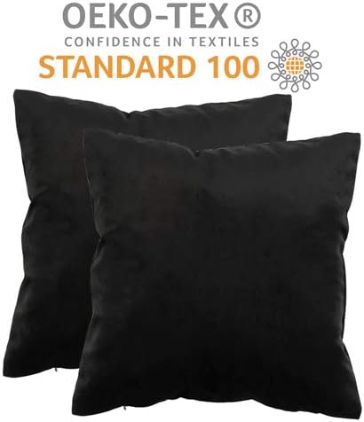 SMILETIME Velvet Pillow Covers Set of 2 Square Throw Pillowcase Decorative Soft Solid Cushion Case for Christmas and Home Decor, Sofa, Couch, Bedroom and Car (18 x 18 Inch, Black)