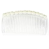 Lady Hair Clip Comb - TOOGOO(R) White Faux Pearl Rhinestone Decorative Hair Comb Clip Hair Clip for Lady