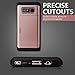 Galaxy Note 8 Wallet Phone Case - SharkCase Slot Sliding Cover Hidden Pocket Case, Shockproof Armor Slim Dual Layer Anti-Scratch Card Holder for Samsung Galaxy Note 8 (2017)-Rose Gold