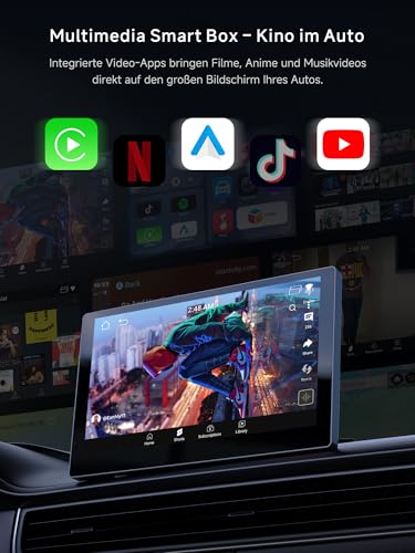 ATOTOSELECT CarPlay Wireless Adapter, Magic AI Box Android Car with Dual WiFi Stability, Compatible with Wired Factory CarPlay & Android Car, for YouTube/Netflix