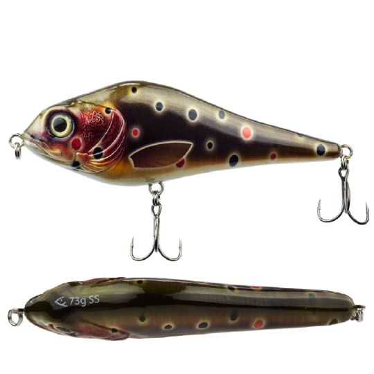 FISHN JERKYONE Jerkbait - Weight: 73g - Length: 15cm, Wobbler, Artificial lures with Mustad hooks, Fishing lures for fishing for predatory fish such as pike, perch, trout (Troutie)