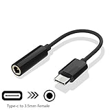 USB C to 3.5mm Headphone Jack Cable Adapter, AKwor Type C 3.1 Male Port to 3.5 mm Female Stereo Audio Headphone Aux Connector for Motorola Moto Z, LeEco Le S3/2 Pro and More (Black)