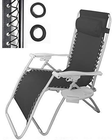 Cooland Replacement Cloth for Recliner Parts Zero Gravity Chair Recliners Lounge Folding Patio Garden Chair,Black-5 62" L x 17" W,