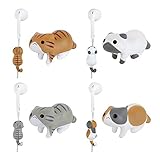 iAnko 4 Pcs (Whole Set) Little Cat Cute Cartoon Wire Clip Decoration/Cord Organizer Earphone Wrap Winder/Fixer Holder/Cord Manager/Cable Winder,fit for iPhone 4 4s 5 5s 6 6plus, Samsung, HTC, LG