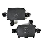 Idealeben 2 Pcs Waterproof IP66 Outdoor/External Junction Box 3-cable PG9 Black Plastic Connector Gland Can Underground Cable Sleeve